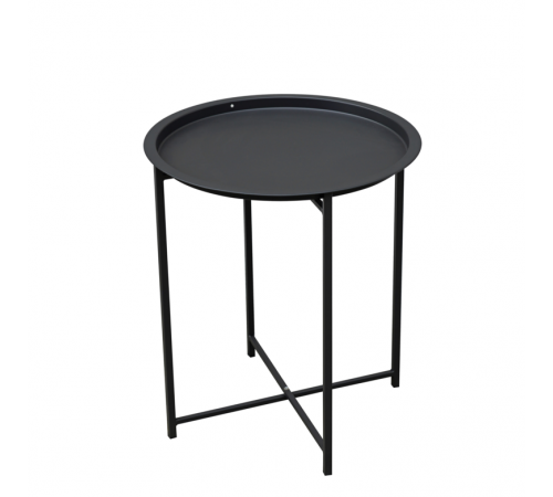 Tavolino d'appoggio per giardini e piscine rotondo in ferro antiruggine antracite 46 cm