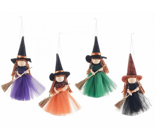 Befana con Scopa e Abito in Tulle Decorazioni per Casa, Albero e Camino 8 Pezzi