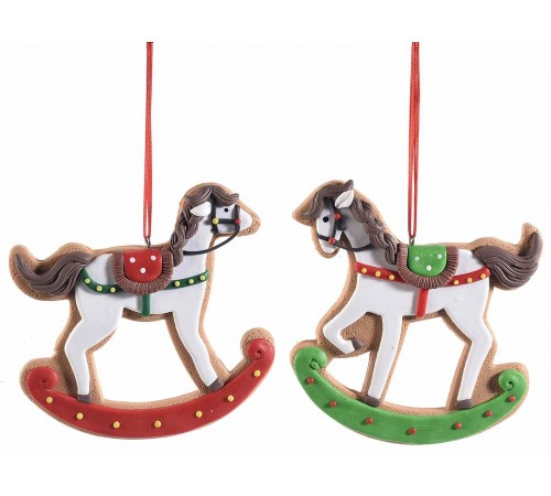 Decorazioni Natalizie da Appendere A Forma di Cavallo a Dondolo 10 Pezzi