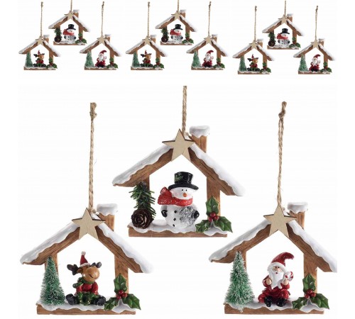 Decorazioni Natalizie da Appendere a Forma di Capanna 9 Pezzi Altezza 9 Cm