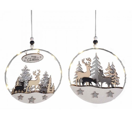 Decorazioni Natalizie da appendere per addobbare porte finestre e vetrine con luci Led set da 4 pezzi
