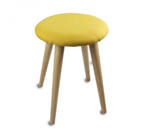Sgabelli per interni in legno con seduta imbottita in cotone giallo set da 4 sgabelli