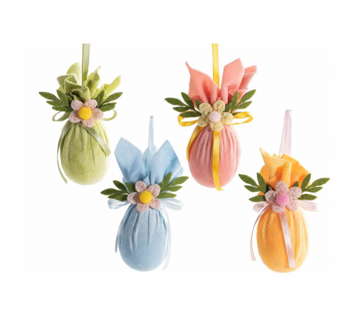 Set 32 Decorazioni Uova Pasquali da Appendere in Velluto