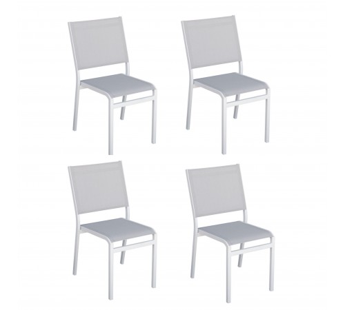 Set 4 Sedie per Esterni Impilabili in Alluminio, Arredamento Giardini, Bar, Ristoranti Colore Bianco