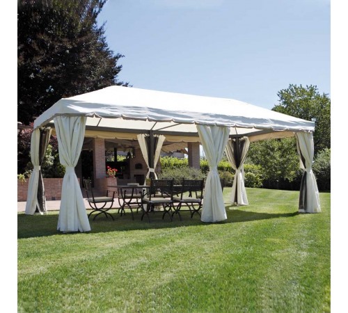 Gazebo per giardino e cerimonie 6 x 3 con tende laterali e tetto idrorepellente