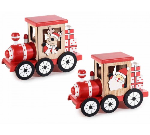 Trenini Natalizi decorativi in legno set da 4 decorazioni per il Natale
