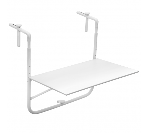 Tavolo da ringhiera per balconi 50x52 cm regolabile in altezza bianco