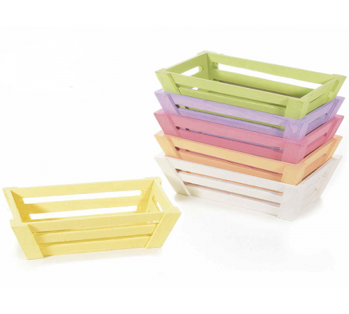 Set 6 cassette in legno colorato cestini porta tutto