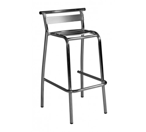 Set 4 sgabelli bar impilabili in alluminio con schienale