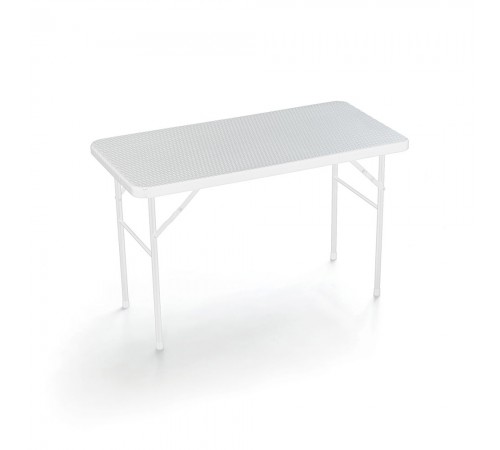 Tavolo catering giardino rettangolare pieghevole piano effetto rattan bianco