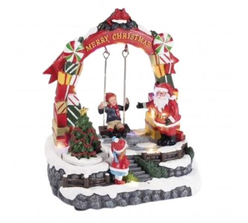 Carillon Natalizio con Paesaggio, Altalena in Movimento, Luci e Suoni - Idea Regalo
