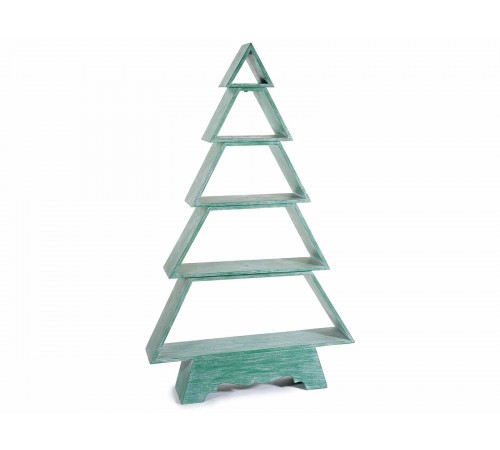 Albero di Natale in legno verde con mensole espositore Natalizie altezza 95 centimetri