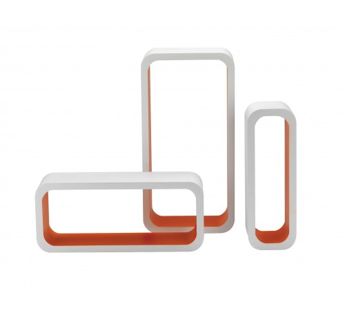 Set 6 mensole da parete componibili in legno moderne per la casa colore bianco e arancione