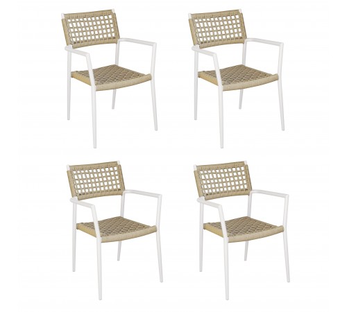 Set 4 Sedie da Esterno per Tavolo da Pranzo Arredo Giardini, Ristoranti, Bar Colore Antracite