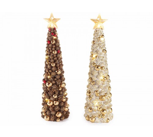 Set 2 Alberi di Natale da Tavolo con Luci Led - Altezza 41 cm