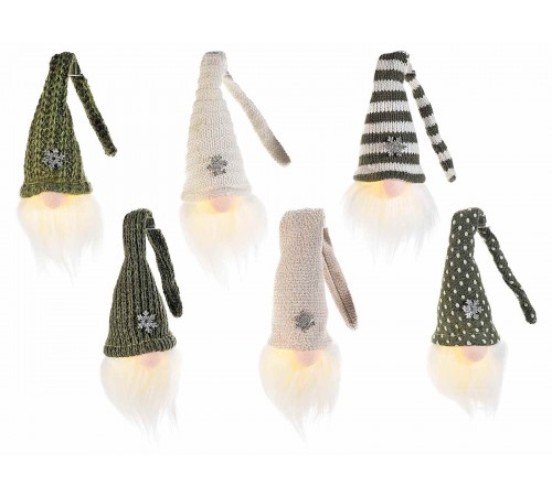 Babbo Natale decorativo con cappello barba e luce Led set da sei pezzi