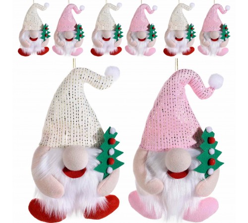 Decorazioni Natalizie da Appendere in Panno a Forma di Babbo Natale 6 Pezzi