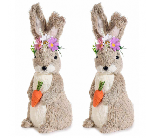 Conigli in Resina con Carota Addobbi per Casa, Negozi - Set da 2