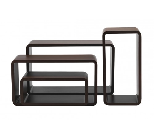 Set 4 mensole da parete rettangolari moderne Marroni