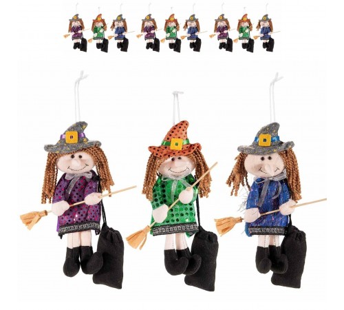 Befane con Scopa e Sacco Porta Dolci da Appendere - Set 9 Streghe