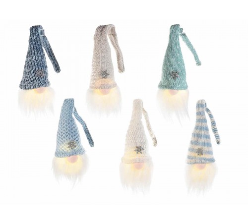 Set 6 Babbo Natale luminosi con barba e cappello