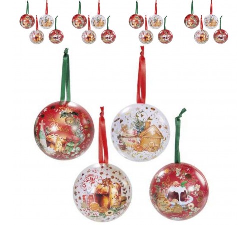 Palline per Albero di Natale in Metallo Apribili e Personalizzabili - 12 Pezzi Fantasia Dolci