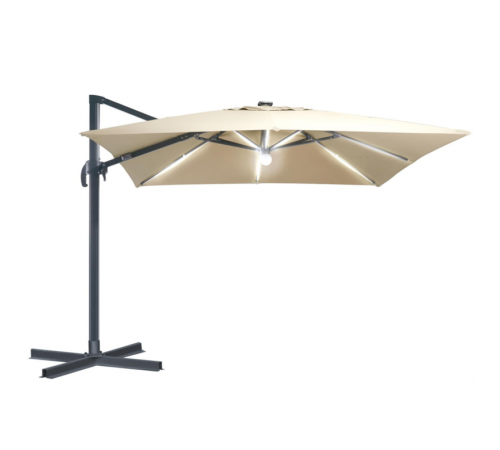 Ombrellone con Palo Laterale in Alluminio e Luci Led Integrate Telo Idrorepellente Misura 3x3 Mt