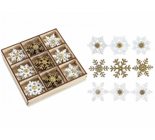 Fiocchi di Neve Natalizi Adesivi in Legno - Confezione da 108 Decorazioni