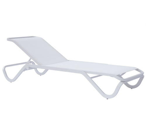 Lettino prendisole in alluminio e textilene bianco, schienale regolabile