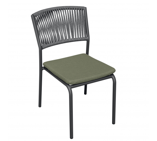 Sedia da esterno in alluminio antracite con corda verde