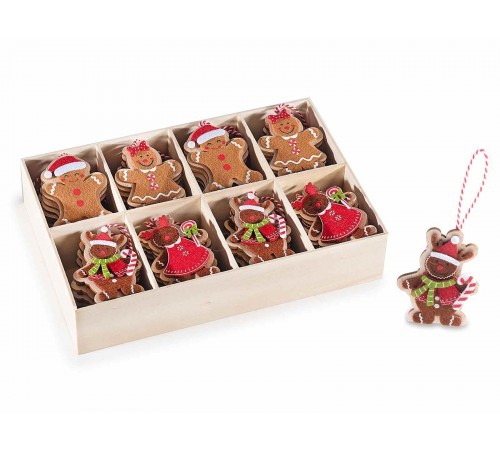 48 Decorazioni Natalizie da Appendere in Panno e Legno Fantasia Biscotti Pan di Zenzero