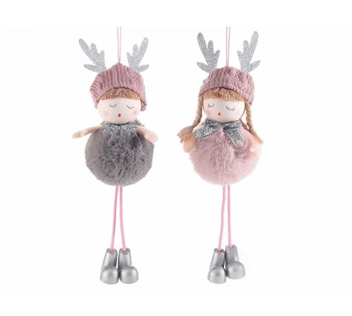 Decorazioni Natalizie da Appendere Artigianali in Pelliccia Sintetica Set da 6 Bamboline per Decorare l'Albero e la Casa