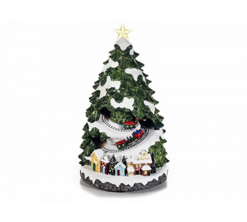 Albero di Natale con trenini in movimento carillon di Natale