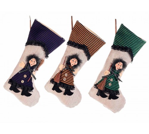 Calze con Befana in Resina da Appendere al Camino, all'Albero 9 Pezzi