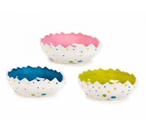 Set 3 ciotole in ceramica colorata a forma di uova Pasquali idea regalo