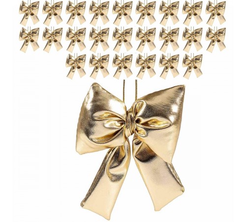 Set 24 Fiocchi Dorati di Natale da Appendere 12 cm