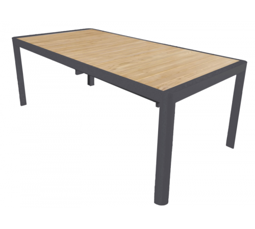 Tavolo da giardino allungabile da 2 a 3 metri in allumino antracite e legno teak