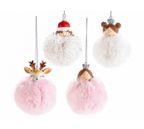 Personaggi Natalizi da Appendere in Pelliccia Sintetica Albero di Natale 8 Pz