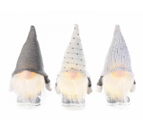 Babbi natale decorativi da tavolo con barba bianca e corpo luminoso set da 6 pezzi