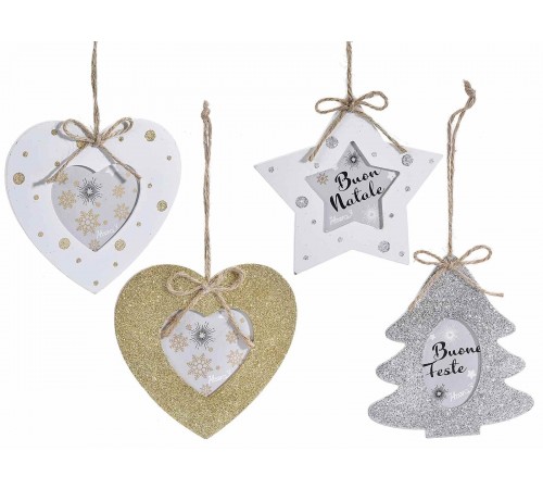 Portafoto Natalizi in Legno con Glitter Decorazioni Natalizie Personalizzabili per Albero e Casa