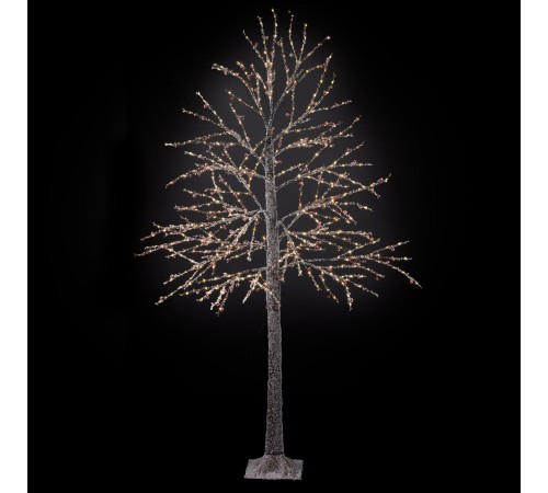Albero di Natale Luminoso 480 Led, Rami con Cristalli di Vetro, Uso Intero ed Esterno - Altezza 2,10 Mt
