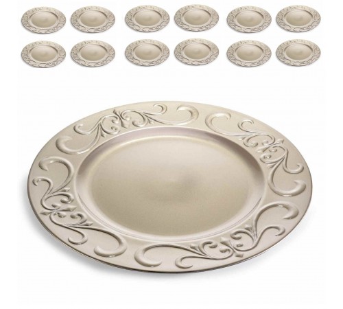Sottopiatto in Plastica Riutilizzabile con Bordo Ricamato - Set da 12