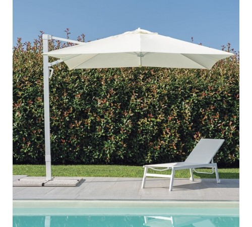 Ombrellone da Giardino con Palo Laterale e Telo Idrorepellente 3x3 Metri, Colore Bianco