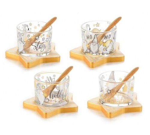Coppette Natalizie in Vetro a Forma di Stella con Piattino per Aperitivi