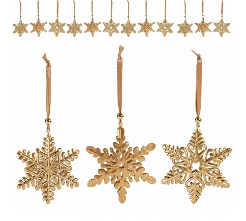 Decorazioni Natalizie da Appendere in Metallo Dorato a Forma di Stella - 12 Pezzi