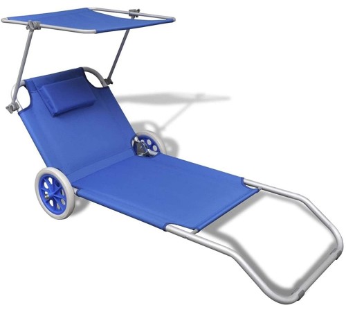 Spiaggina Trolley con ruote sedia da spiaggia e carrello 2 in 1 con parasole
