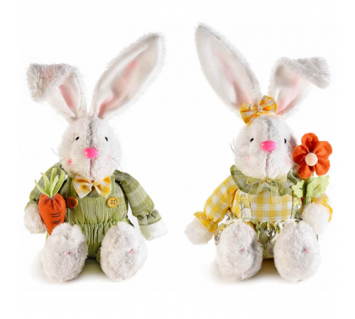 Conigli Pasquali con Salopette Set 2 Addobbi Pasqua
