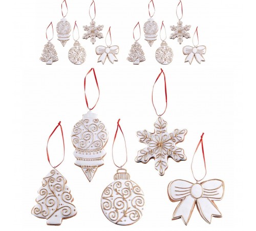 Decorazioni Natalizie da Appendere: 10 Figure Assortite in Stile Shabby Chic