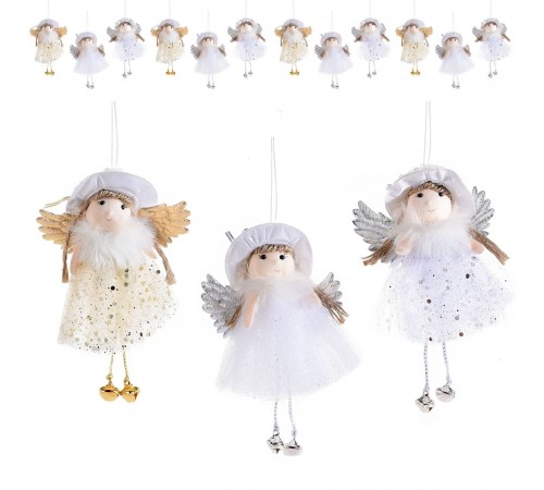Angeli da Appendere con Abito in Tulle - Set 12 Addobbi per Casa e Natale