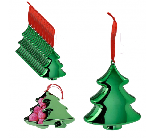 Palline per Albero di Natale Riempibili a Forma di Abete Adatte al Contatto con Alimenti 20 Pezzi Idea Regalo